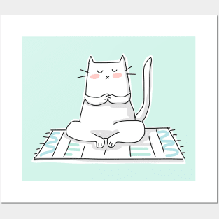 Zen Cat Doing Yoga Posters and Art